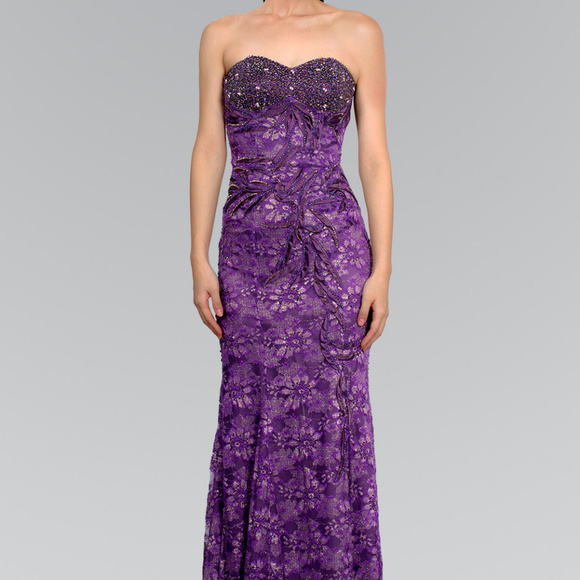 GLS Collective Dresses & Skirts - Strapless Sweetheart Prom Beaded Long Dress GL1006